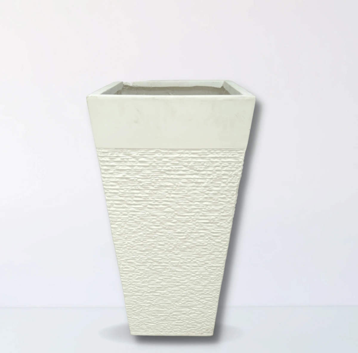 Fiber Clay Pot- White-Frustum